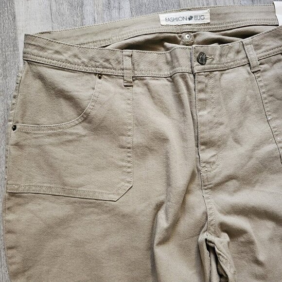 VTG Fashion Bug Khaki Pants Bootcut Tan Plus Size 20WP Pork chop Pockets - Picture 2 of 11
